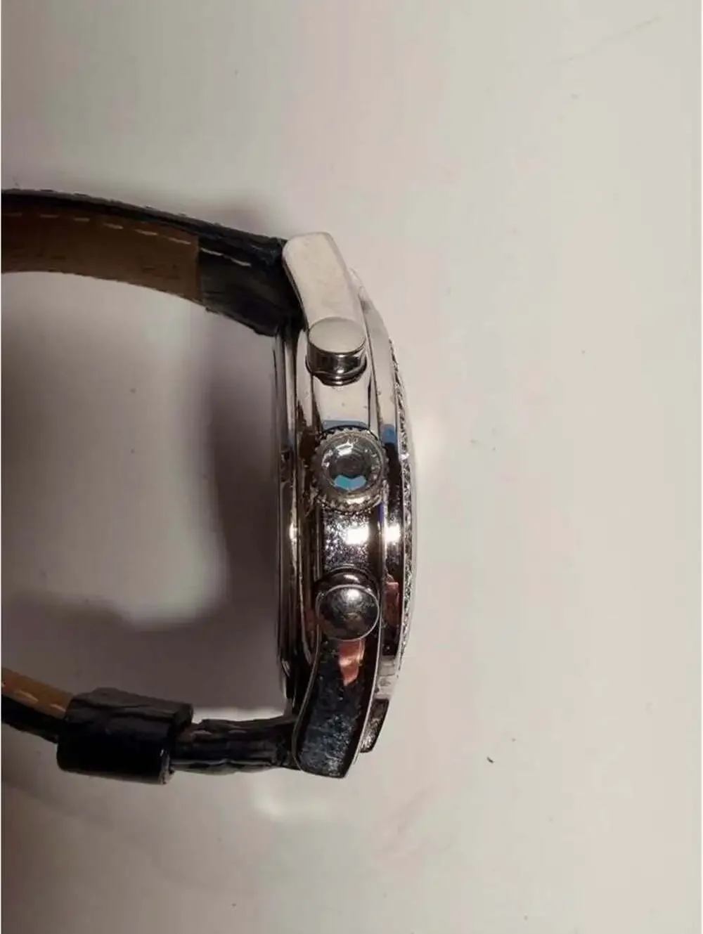 Technomarine Chronograph Crystal-Studded Bezel Watch Runs Fine 36mm